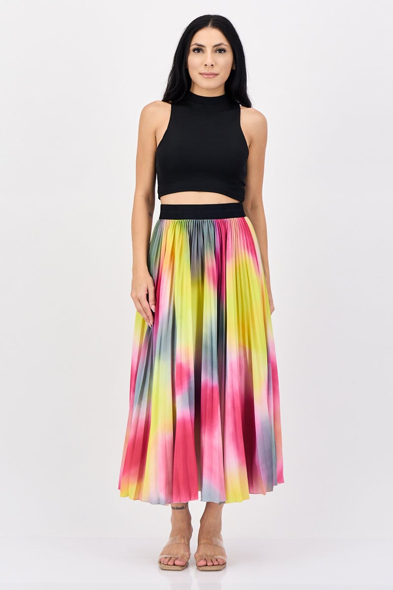 MSGM Women Pleated Pleated Skirt, Multicolor - Image 4